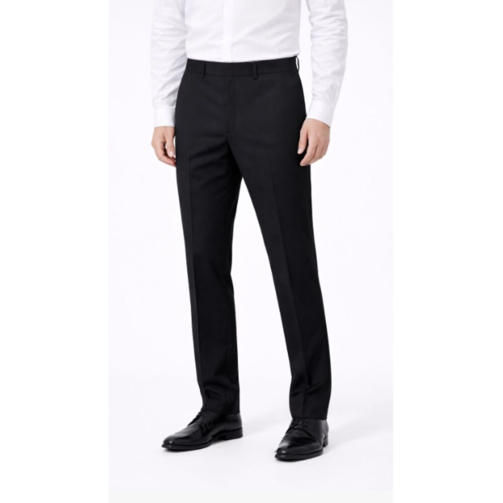 Vince Men's Dress Trousers Size 38 Regular Black Tailored Straight Leg Formal